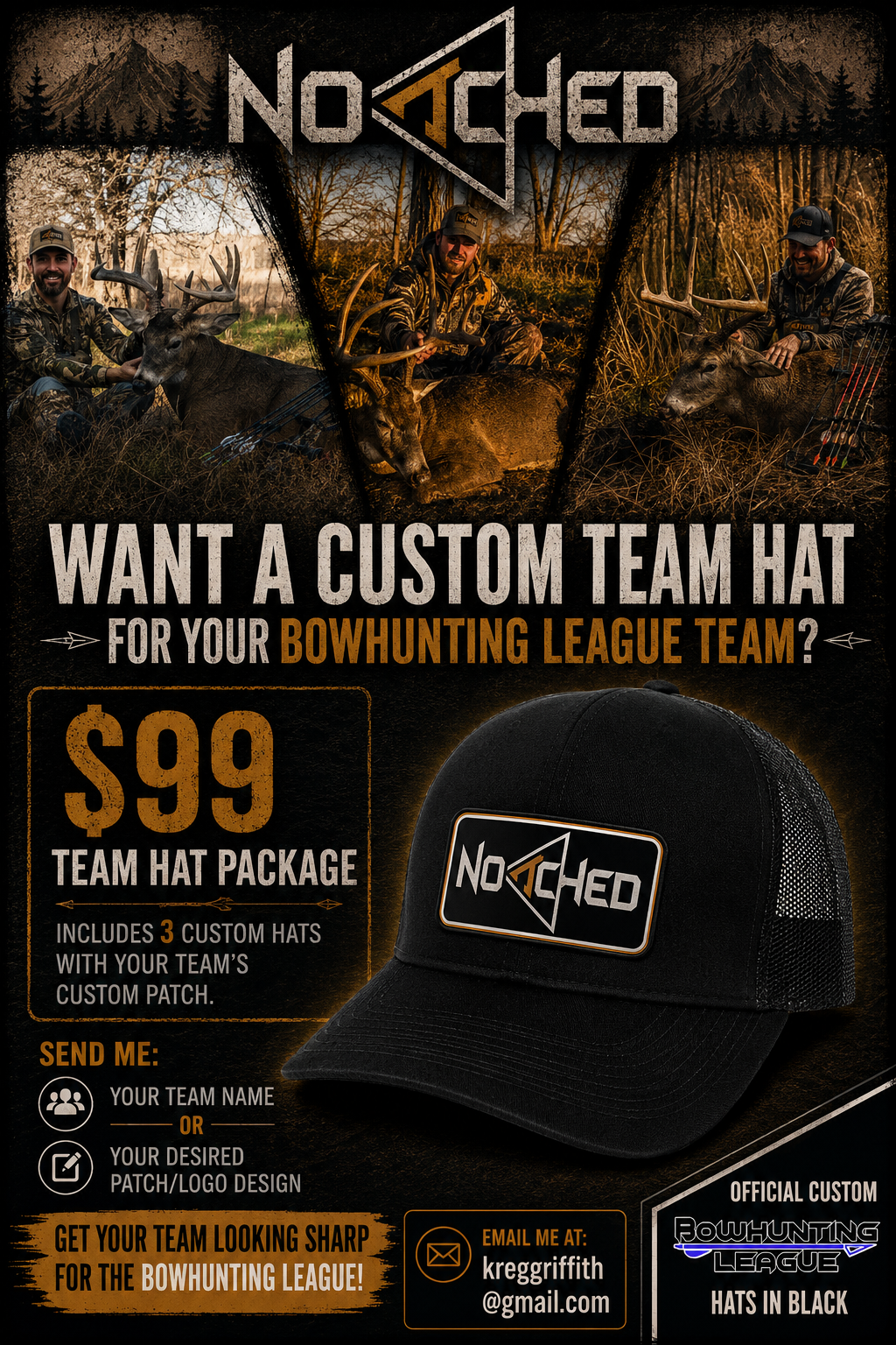 YOUR BOWHUNTING LEAGUE TEAM HAT PACKAGE